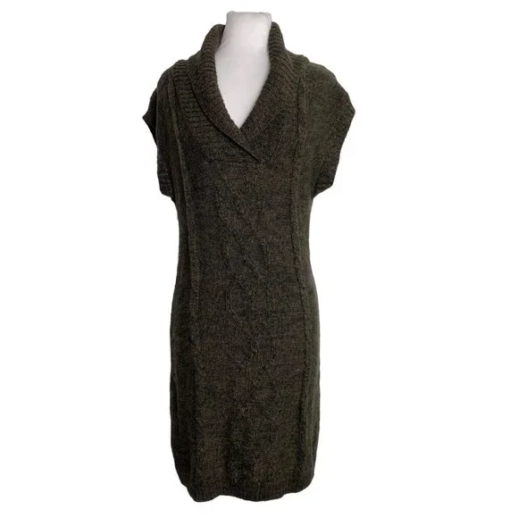 Pink Rose Womens Sweater Dress Size Small Brown Cowl Neck Short Sleeves Knit - Picture 8 of 8